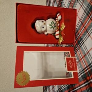 Lenox Festive Snow Owl with Candycane Porcelain Ornament